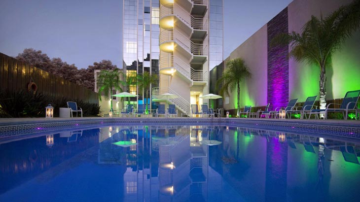 Swimming pool at night